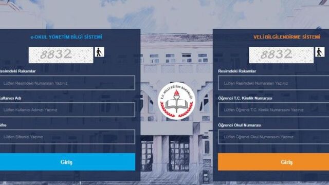 E Okul giriş ekranı 2021