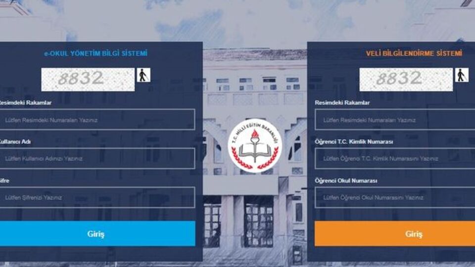E Okul giriş ekranı 2021