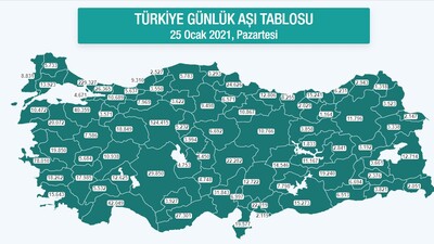 Türkiye'nin aşı haritası erişime açıldı