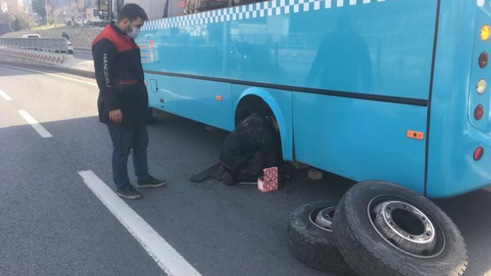 Dehşet! Otobüsün 2 tekeri fırladı!