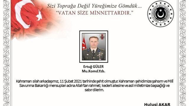 Pençe Kartal-2 Harekatı'nda yaralanan yüzbaşı şehit oldu