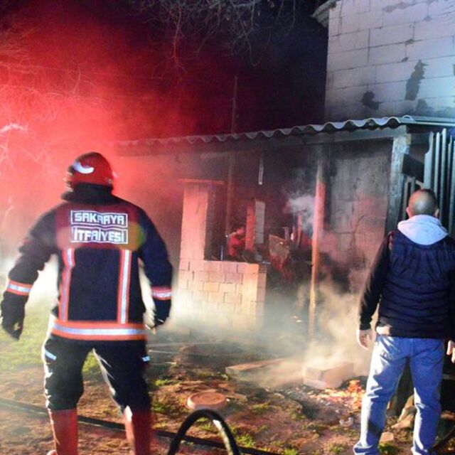 Sakarya'da iki katlı ev küle döndü