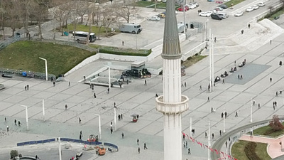 Taksim'de inşaatı süren camide sona geliniyor