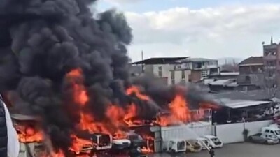 Bursa'da feci yangın! Alevler gökyüzüne yükseldi