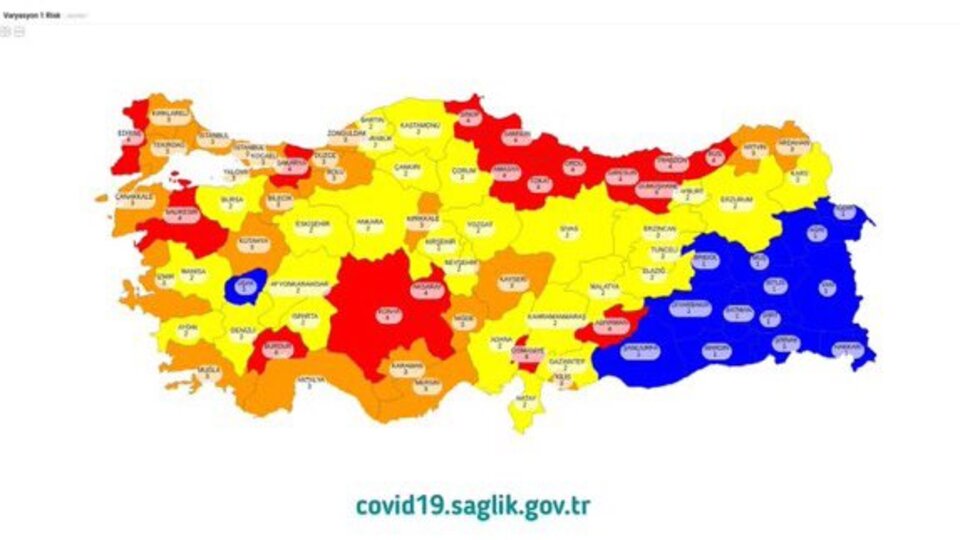 Düşük, orta riskli, yüksek, çok yüksek riskli iller!