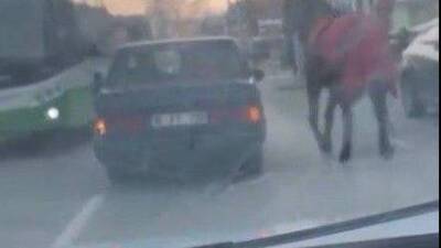 Tepki çeken görüntü! Böyle koşturdu