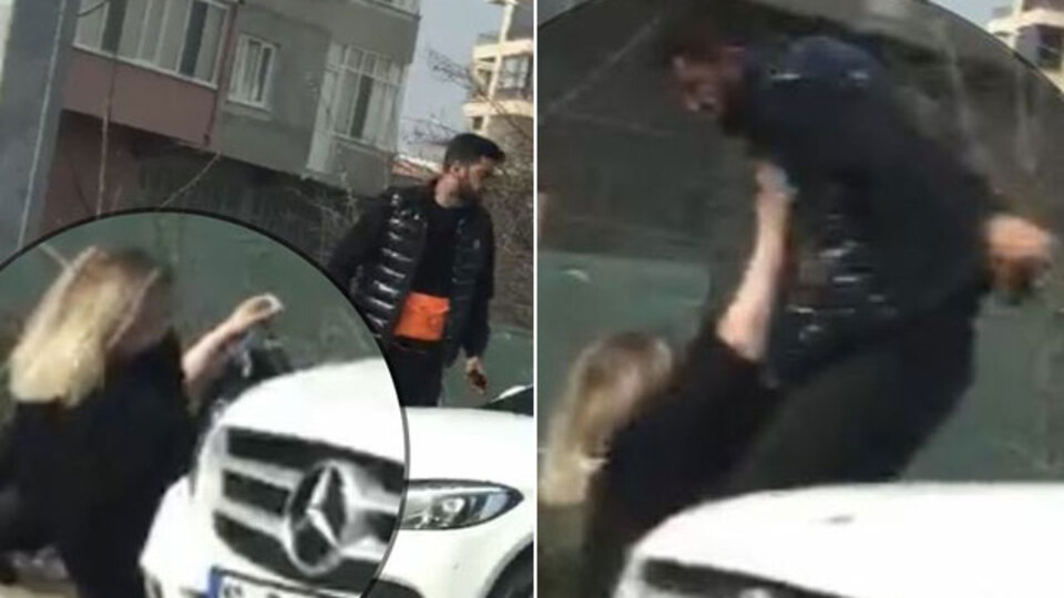 Otomobilden indirip sevgilisini darp etti!