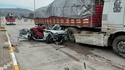 İki TIR'ın arasında korkunç son!