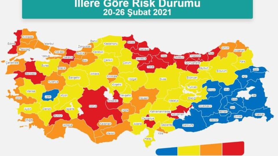İl il koronavirüs risk haritası