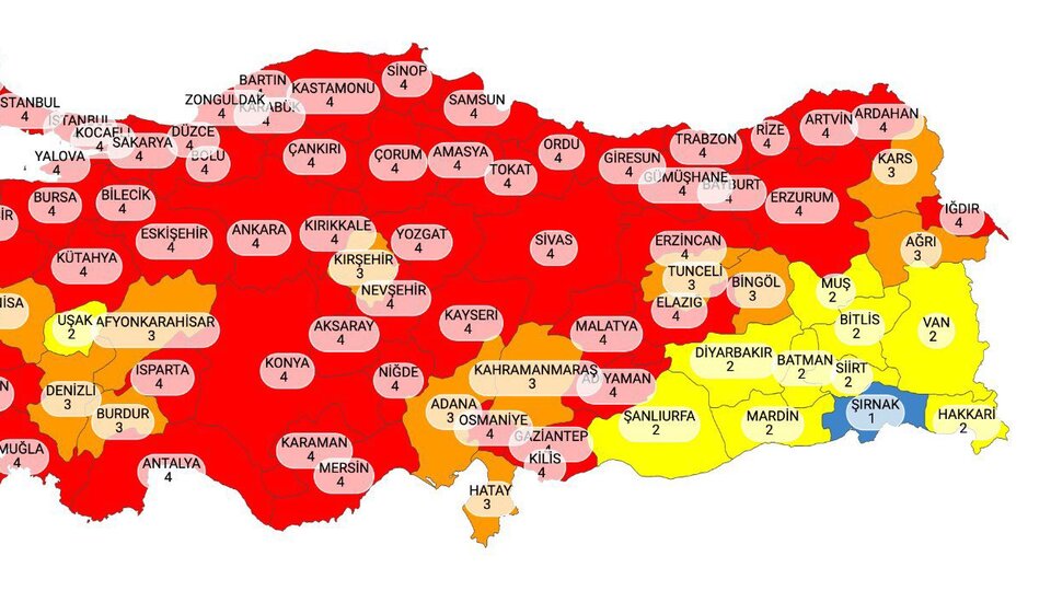 En Yüksek riskli şehirler hangileri?