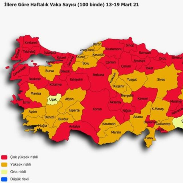 Türkiye koronavirüs risk haritası