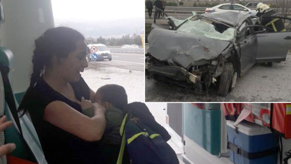 Hastaneye gitmedi! Önce bebeğini emzirdi!