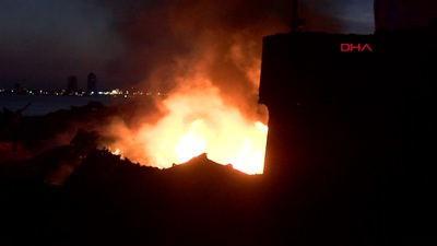 Karaya oturan gemide yangın çıktı!