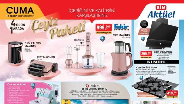 16 Nisan BİM aktüel ürünleri kataloğu
