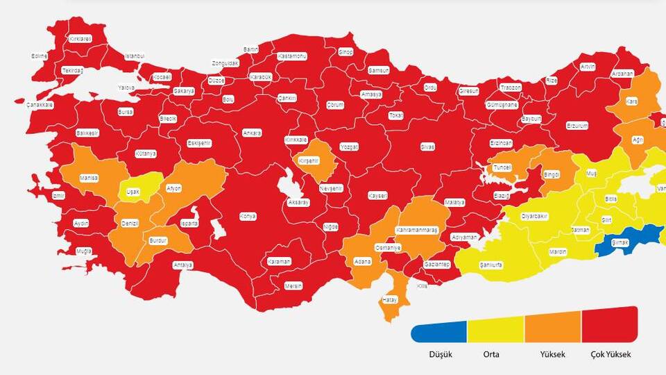 Türkiye koronavirüs risk haritası