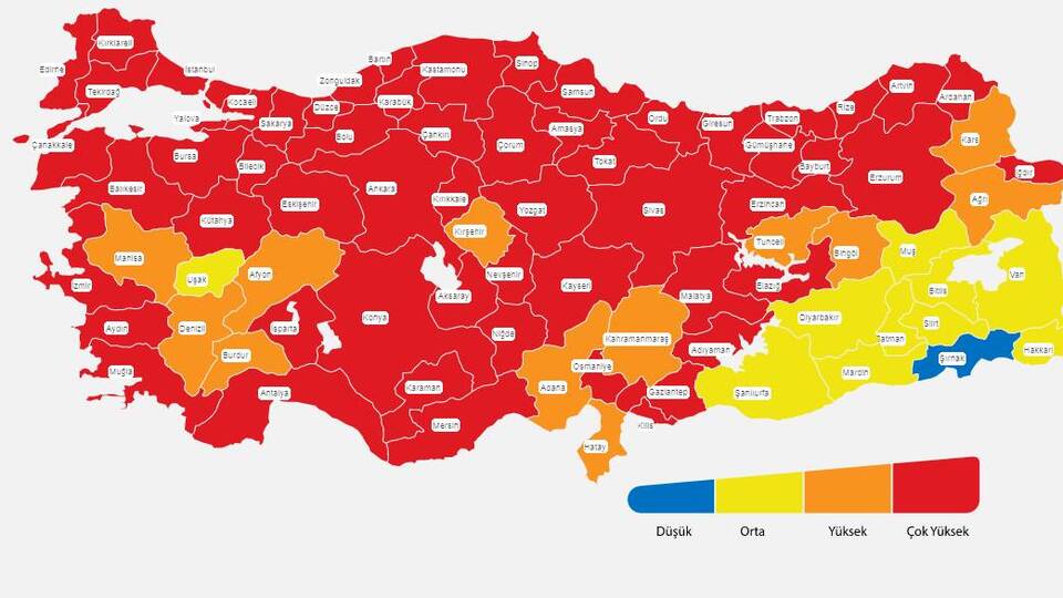 Türkiye koronavirüs risk haritası