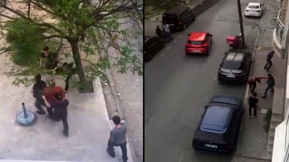 Yabancı uyruklu iki grubun bıçaklı kavgası kamerada