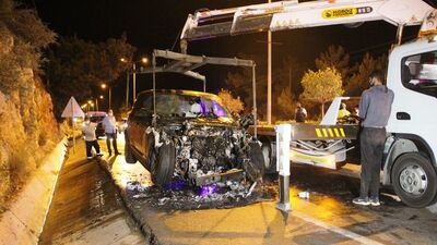 Eski milletvekilinin kullandığı cipte korkutan yangın