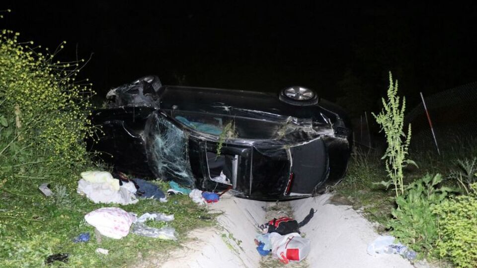 Otoyolda domuza çarpan otomobil devrildi: 6 yaralı