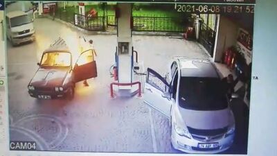 Benzin istasyonunda dehşeti yaşadı!