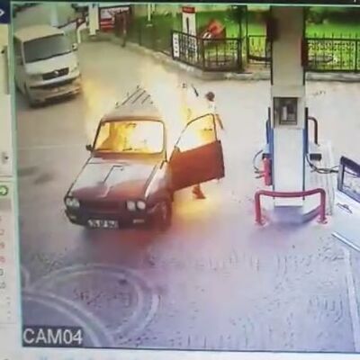 Benzin istasyonunda dehşeti yaşadı!