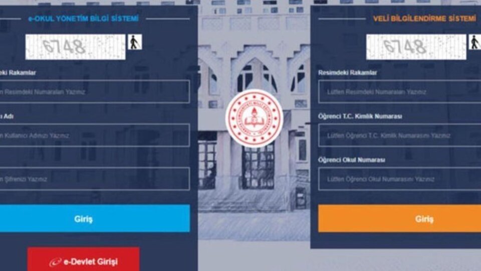 E Okul karne notu sorgulama ekranı 2021...