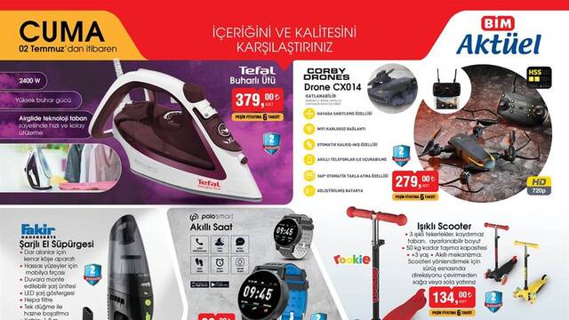BİM 2 Temmuz aktüel üürnler kataloğu
