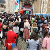 Belçika'da, açlık grevinde olan sığınmacılara destek gösterisi