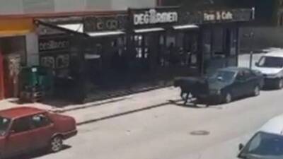 Sahibinin elinden kaçan kurbanlık boğa, kafeteryaya girdi