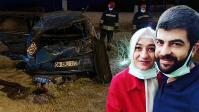 Genç çift ile çocuklarını ayıran feci kaza