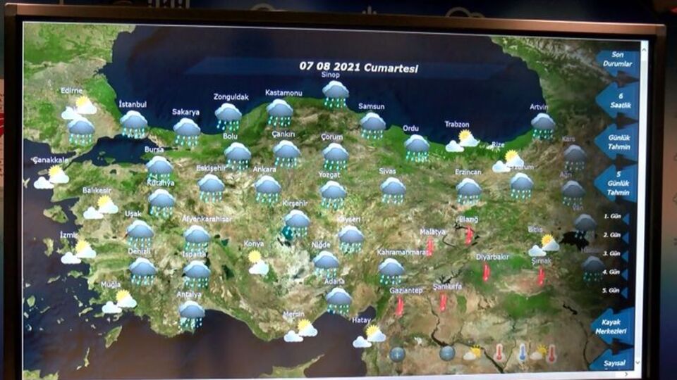 Antalya ve çevresi için yağış tahmini