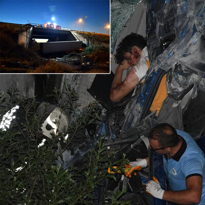 Menfeze uçtu! Araçta sıkıştı! Kâbus gibi kaza!