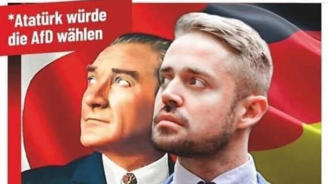 Almanya'da ırkçı partinin Atatürklü afişine tepki