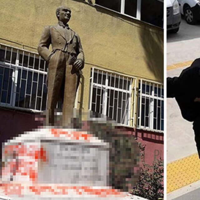 Atatürk büstüne saldırıda tahliye