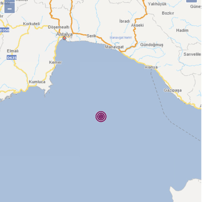 Antalya açıklarında 4.5 büyüklüğünde deprem