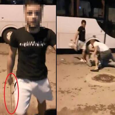 Dehşet anları! Köpekleri besleyen aileye saldırı