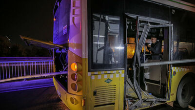 Halk otobüsüne bariyer saplandı: Yaralılar var