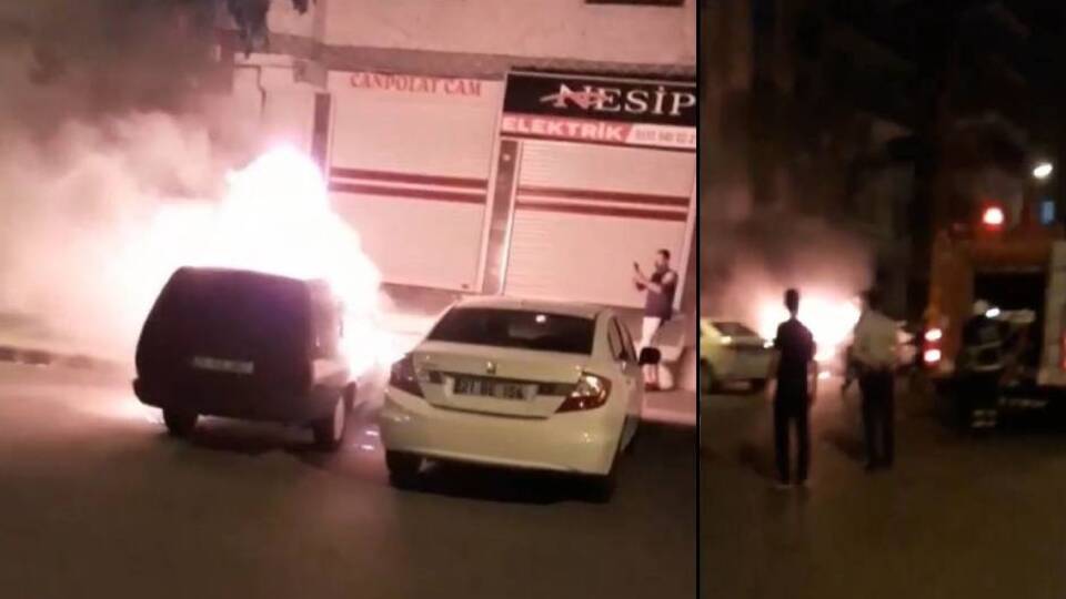 LPG'li araç kundaklandı, faciadan dönüldü