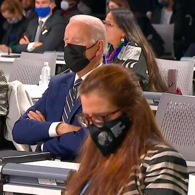 Biden, Glasgow'daki iklim konferansında uyudu mu?