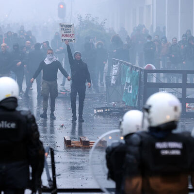 Belçika'da kovid-19 protestosu! 44 gözaltı