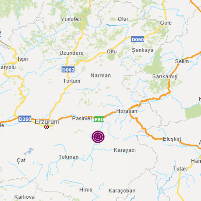 Erzurum'da 4,7 büyüklüğünde deprem!