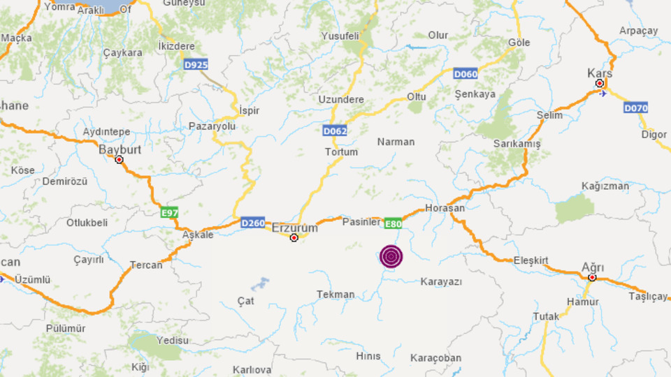 Erzurum'da 4,7 büyüklüğünde deprem!
