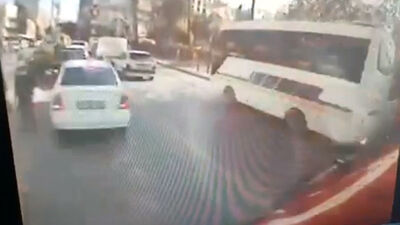 Otobüsün freni patladı! 6 araca çarptı! O anlar kamerada!