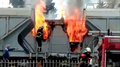 Gaziantep'te vagonlar yandı