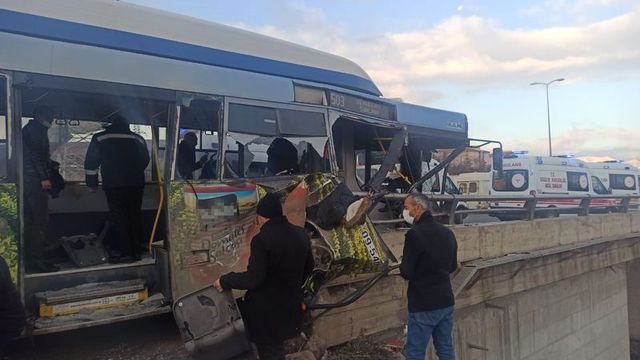 Ankara'da halk otobüsü kaza yaptı!