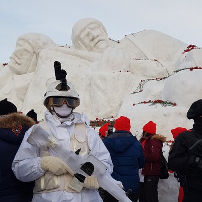Sarıkamış anısına kardan heykel