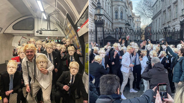 Boris Johnson'a maskeli protesto