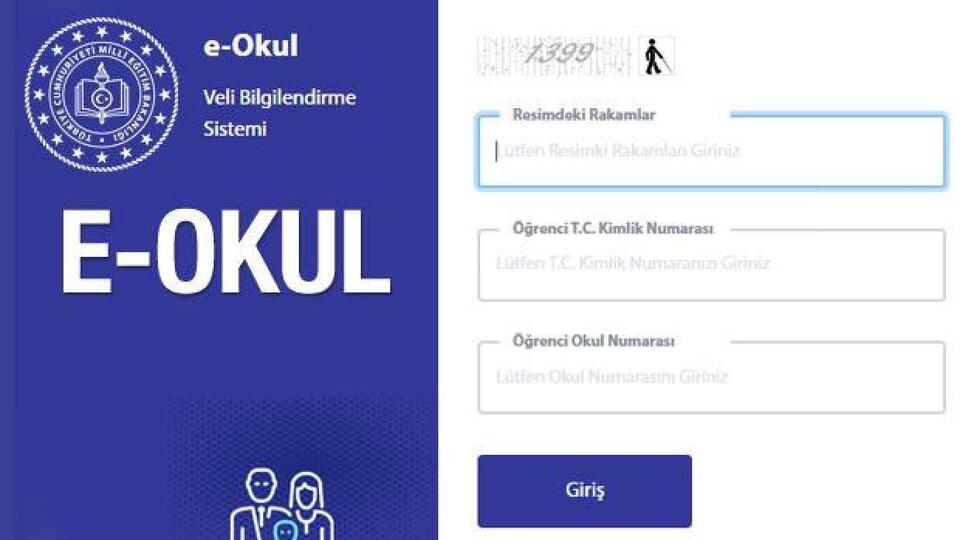 E Okul VBS öğrenci giriş ekranı