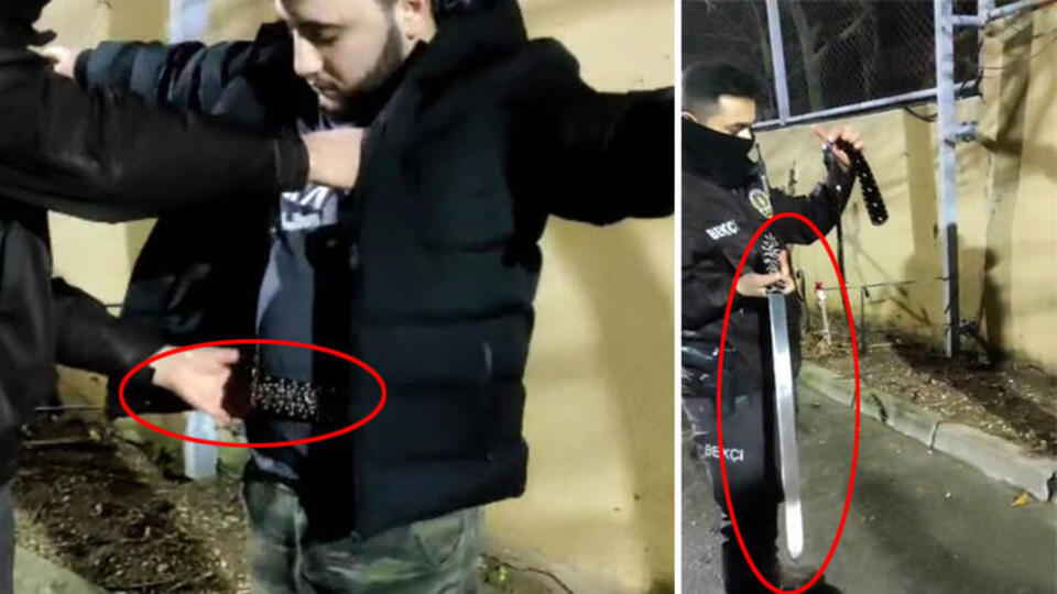 Şoke eden anlar! Kemerin içinden kılıç çıktı!