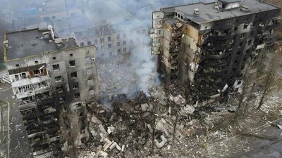 Kiev yakınlarındaki kentin son hali havadan görüntülendi